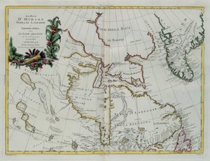 Hudsonův záliv, země Labrador a Grónsko s přilehlými ostrovy, rytina G. Zuliani převzatá z Toma I. z „Nejnovějšího atlasu“ vydaného v Benátkách v roce 1778 Antoniem Zattou, Soukromá sbírka