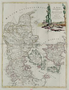 Dánské království s vévodstvím Slesvik, rytina G. Zuliani převzatá z Toma III z „Nejnovějšího atlasu“ vydaného v Benátkách v roce 1781 Antoniem Zattou, Soukromá sbírka od G. Zuliani
