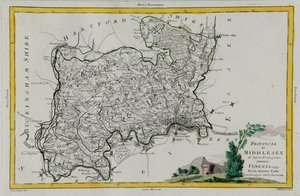 Provincie Middlesex, rytina G. Zuliani převzatá z Toma I. z „Nejnovějšího atlasu“ vydaného v Benátkách v roce 1779 Antoniem Zattou, Soukromá sbírka od G. Zuliani