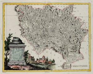 Území Florencie, rytina G. Zuliani převzatá z Toma II z "Nejnovějšího atlasu" vydaného v Benátkách v roce 1783 Antoniem Zattou, soukromá sbírka od G. Zuliani