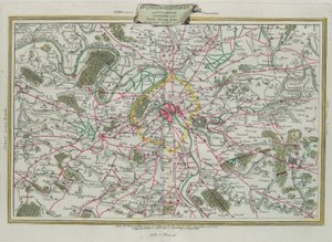 Obrys Paříže, Vládnutí Francie a Orleansu, rytina G. Zuliani převzatá z Toma I. z Nejnovějšího atlasu vydaného v Benátkách v roce 1776 Antoniem Zattou, Soukromá sbírka