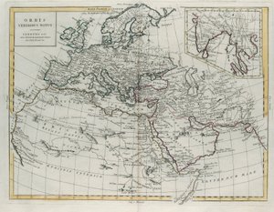 Svět známý Antikům, rytina G. Zuliani převzatá z Toma IV Nejnovějšího atlasu vydaného v Benátkách v roce 1785 Antoniem Zattou, Soukromá sbírka od G. Zuliani