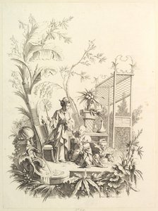 Chinoiserie s postavami v krajině, 18. století.