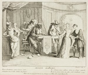 Talíř z knihy Livre de Scènes Comiques od Gabriel Huquier