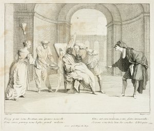 Talíř z knihy Livre de Scènes Comiques od Gabriel Huquier