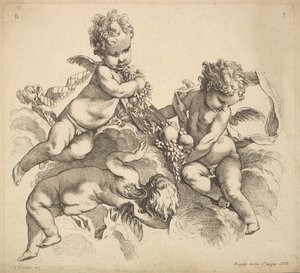 Tři děti s ovocným talířem, 1738-45. od Gabriel Huquier