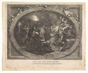 Voltaire dorazil do pekla od Gabriel Jacques de Saint Aubin (school of)