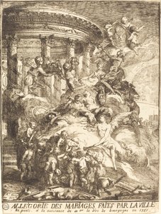 Alegorie sňatků, které uzavřelo město Paříž při narození burgundského vévody od Gabriel Jacques de Saint Aubin