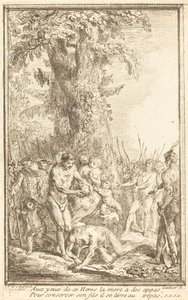 Hrdinský čin otce, který se obětuje za svého syna od Gabriel Jacques de Saint Aubin