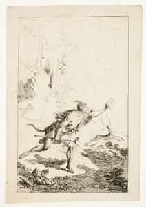 Posel odeslaný M. Saint-Denisovi, M. Belle-Isle, vězeň, třetí deska z Les Nouveaux Voyages aux Indes Occidentales od Gabriel Jacques de Saint Aubin