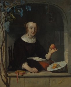 Žena sedící u okna, počátek 60. let 17. století. od Gabriel Metsu