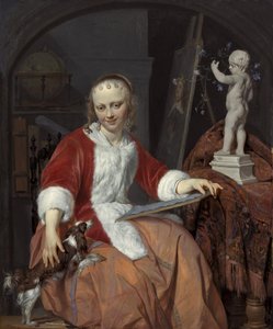 Portrét Isabelly de Wolff (....-1718) jako umělkyně od Gabriel Metsu