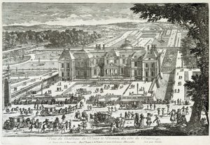 Pohled na hrad Vaux Le Vicomte (Vaux-Le-Vicomte) ze vstupní strany (zahrady od Le ours) - od Perelle, konec 17. století od Gabriel Perelle