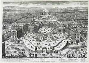 Pohled na čestné nádvoří zámku Versailles - od Perelle, konec 17. století