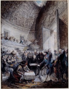 Slavnostní otevření amfiteátru královské chirurgické školy králem Ludvíkem XVI. (1754-1793) 14.09.1774 Gouache de Gabriel de Saint Aubin (1724-1780) Paříž 18. století, Musee Carnavalet od Gabriel de Saint Aubin