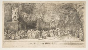 Scéna v Tuileries: The Chairs, 1760.