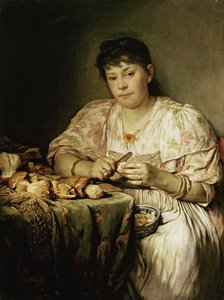 Ernestine von Max, umělcova manželka, loupe houby