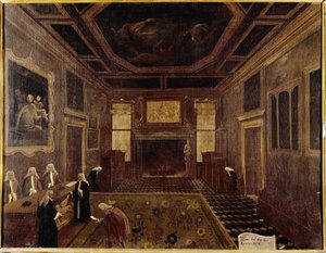 Síň Rady deseti v Dóžecím paláci (Benátky, Sala dei Tre Capi del Consiglio dei Dieci) - obraz od Gabriele Belly (ca. Benátky, nadace Querini Stampalia