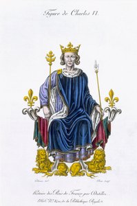 Postava Karla VI., vyrytá Amedee Peree, z „Histoire des Rois de France“ (barva litho) od Gabrielle Willemin