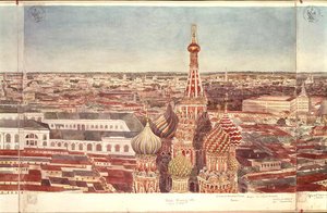 Panorama Moskvy, zobrazující katedrálu St. Basils, 1819 (wc na papíře) (viz 170139-170146)
