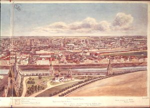 Panorama Moskvy, zobrazující kremelské zdi a řeku Moskva, 1819 (wc na papíře) (viz 170139-170145)