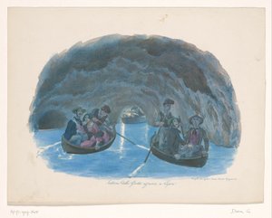 Figurky na veslice v Modré jeskyni na Capri Interno della Grotta azzurra a Capri (název na objektu)
