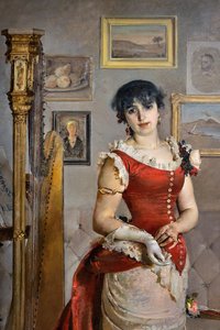 Harfistka, detail
