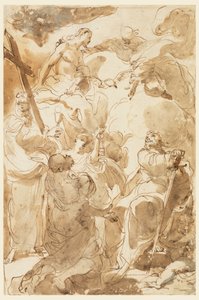 Kresba, Trojice a apoštolové, svatý Petr a svatý Pavel, 1770-80 od Gaetano Gandolfi