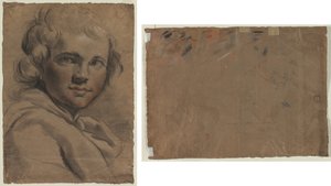 Hlava mladého muže (recto) Náčrt hlavy (verso) od Gaetano Gandolfi