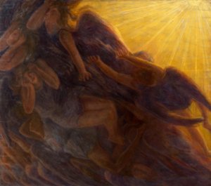 Pád andělů, triptych od Gaetano Previati