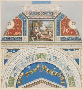 Rámeček a klenební panel s Adamem a Evou při práci. 1774