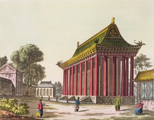 Evropský palác v Yuen-Ming-Yuan, ilustrace z Le Costume Ancien et Moderne od Giulia Ferraria, vydáno kolem 20.–30.