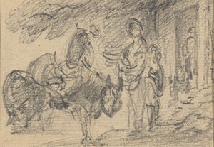 Postavy a koně poblíž dveří od Gainsborough Dupont