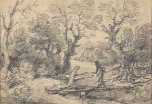 Krajina s postavou na lávce od Gainsborough Dupont