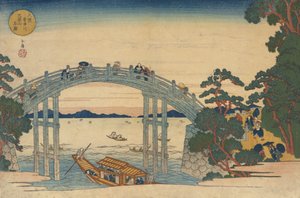 Kamenný most přes řeku Aji, Osaka, 1838. od Gakutei