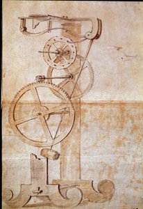 Hodiny vážicí kyvadlo studoval italský astronom a fyzik Galileo Galilei dit Galilee (1564-1642) v roce 1638 k měření času. Výkres. Florencie, Národní knihovna