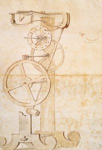 Kresba Galileových kyvadlových hodin, rukopis Galileo Galilei (1564-1642), 85 gal, f 50 r.