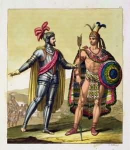 The Encounter between Hernando Cortes (1485-1547) and Montezuma II (1466-1520), from 