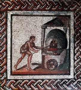Scéna výroby chleba. (mozaika, konec 2., začátek 3. stol.) od Gallo Roman