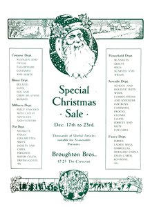 Reklama na Broughton Bros. – Speciální vánoční výprodej, 1917