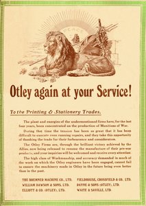 Otley opět k vašim službám - To the Printing & Stationery Trades, 1919