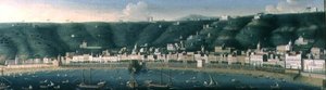 Pohled na Neapol od moře s Castel dellOvo a předměstím Chiaia, 1731