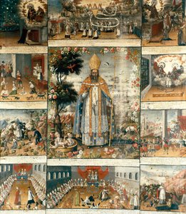 Oltářní obraz života svatého Mikuláše z Myry nebo Bari (270-345) od Gaspar Miguel de Berrio