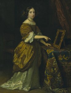 Dívka stojící před zrcadlem, 1668. od Gaspar Netscher