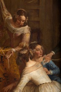 Farní kostel (Eglise Saint-Brice). Paintin „Arcivévoda Isabela Španělská dává své šperky do baziliky Saint-Martin z Halle“. Gaspar de Crayer. od Gaspar De Crayer