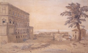Palazzo Farnese v Caprarola (inkoust a mytí na papíře) od Gaspar van Wittel