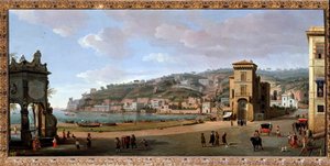 Pohled na čtvrť Chiaia, Napoli - Malba, konec 17.-18. století od Gaspar van Wittel