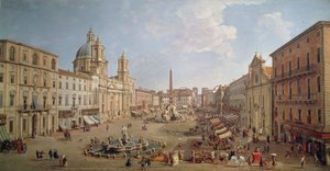 Pohled na Piazza Navona, obraz od Gaspara van Wittela nebo Gaspare Vanvitelliho (1652 nebo 1653-1736), olej na plátně, Itálie od Gaspar van Wittel