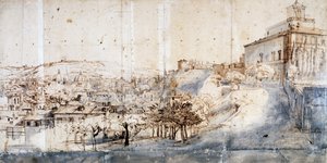 Villa Medici v Římě (tužka a akvarel na papíře) od Gaspar van Wittel
