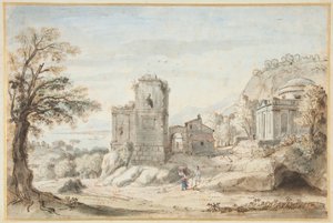 Krajina s ruinami a chrámem, 1716 od Gaspar van Wittel